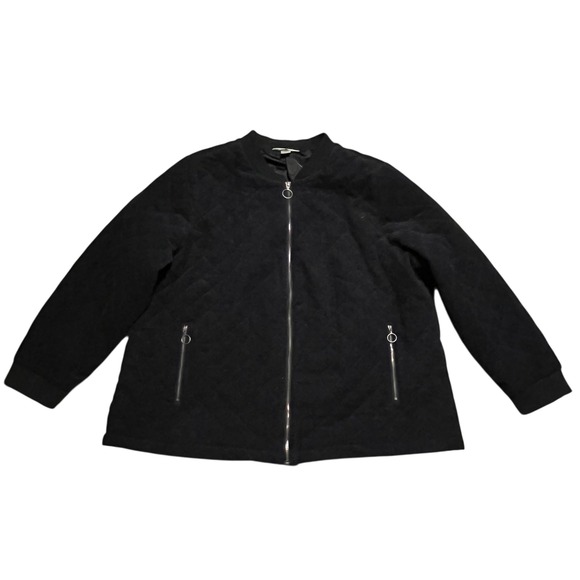 Jackets & Blazers - Christopher and Banks Navy Quilted Bomber Jacket with brushed metal zipper 2x